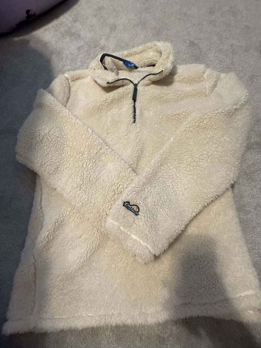 Chubbies Fresh Powder Quarter-Zip Hi-Pile Jacket Size Large White
